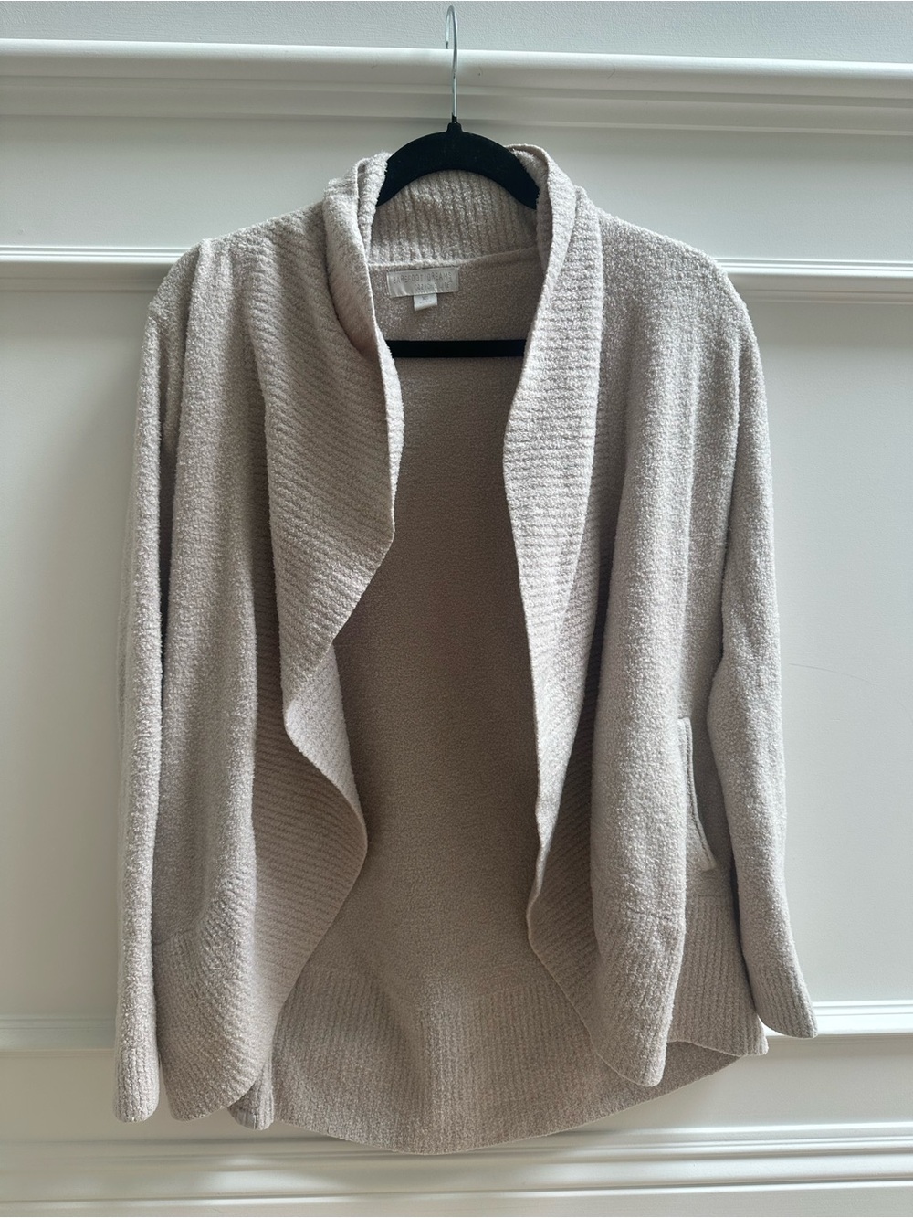 Barefoot Dreams Open-Front Cardigan in Light Taupe